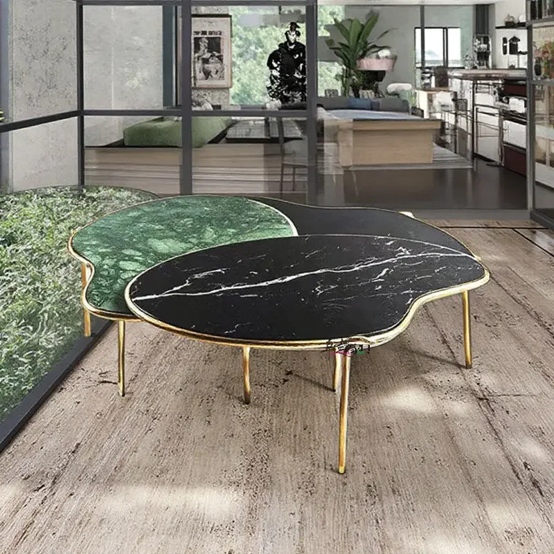 Marble coffee table light luxury high sense modern living room home special shape
