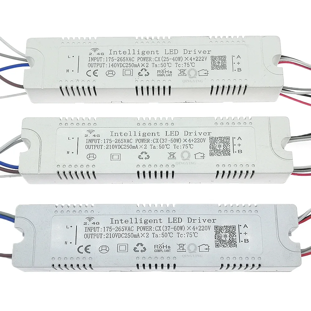 1 peça driver de led inteligente 2.4g + controle remoto 220v rf e aplicativo 220ma transformador de iluminação de escurecimento 25-40w 37-50w 37-60w