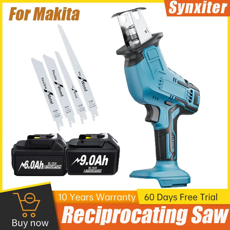 Synxiter Cordless Reciprocating Saw For 18V Makita Battery With 4 Blades Electric Saw Wood Metal PVC Pipe Cutting Power Tool