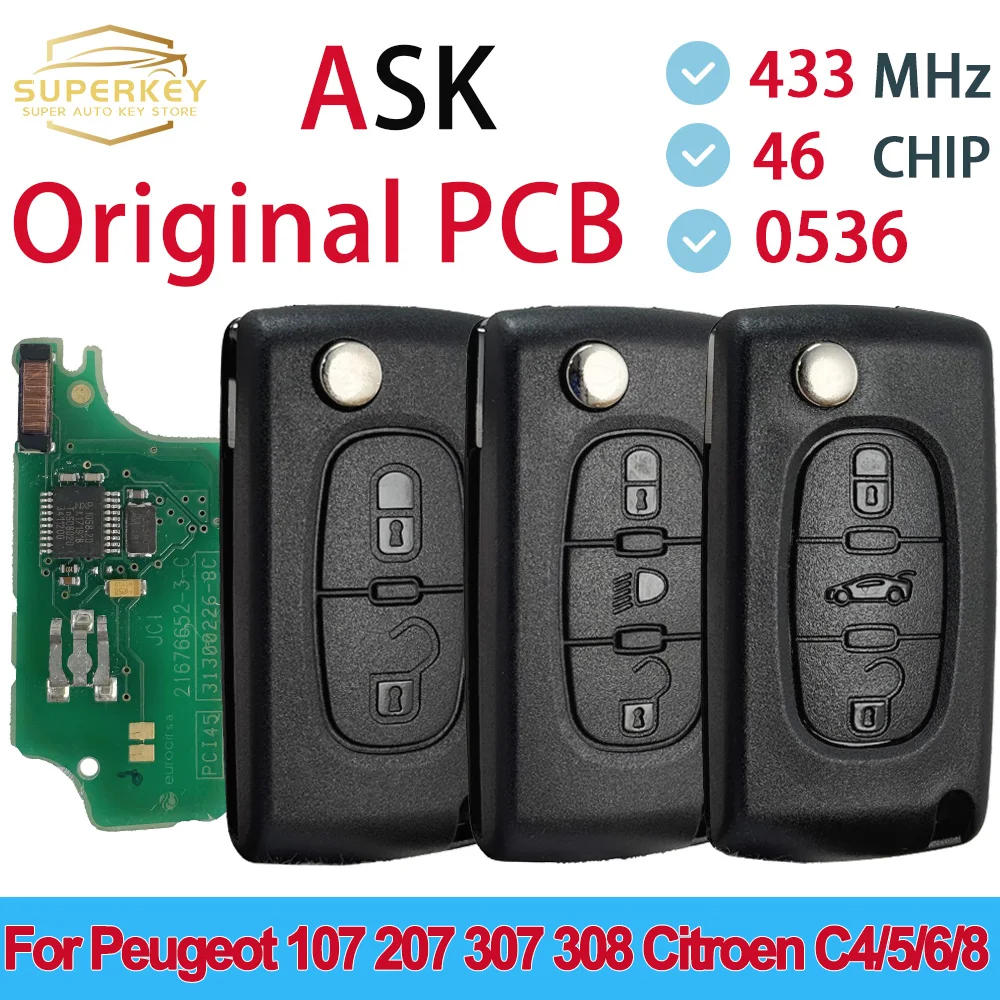 

ASK 0536 OEM PCB For Citroen C2 C3 C4 C5 C6 Xsara Berlingo For Peugeot 207 307 308 407 607 807 HU83 VA2 Flip Remote Car Key