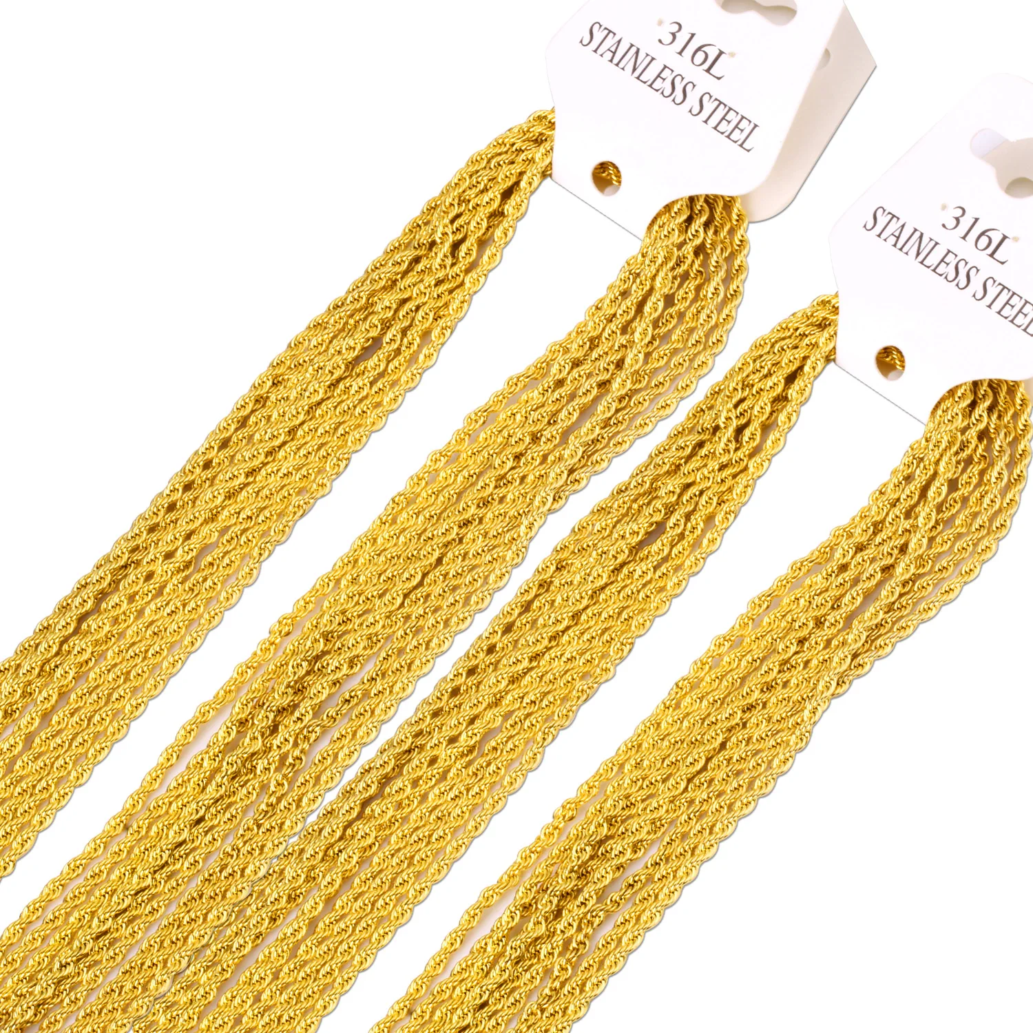 3/4/5/mm Twisted Rope Link Chain Necklaces Women Men 45/50/55/60cm Stainless Steel Waterproof Never Fade For DIY Jewelry Making