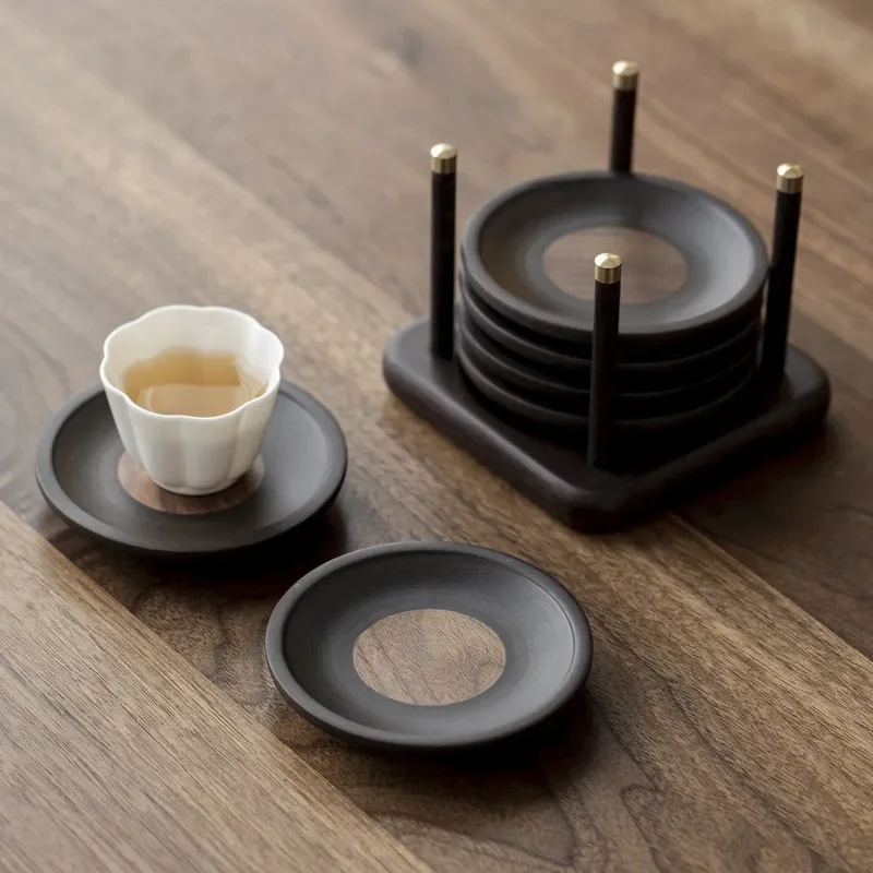 Vintage Bakelite Tea Cup Mat Round Heat Resistant Coaster Set Anti Scalding Holder For Kung Fu Teaware Household Kitchen
