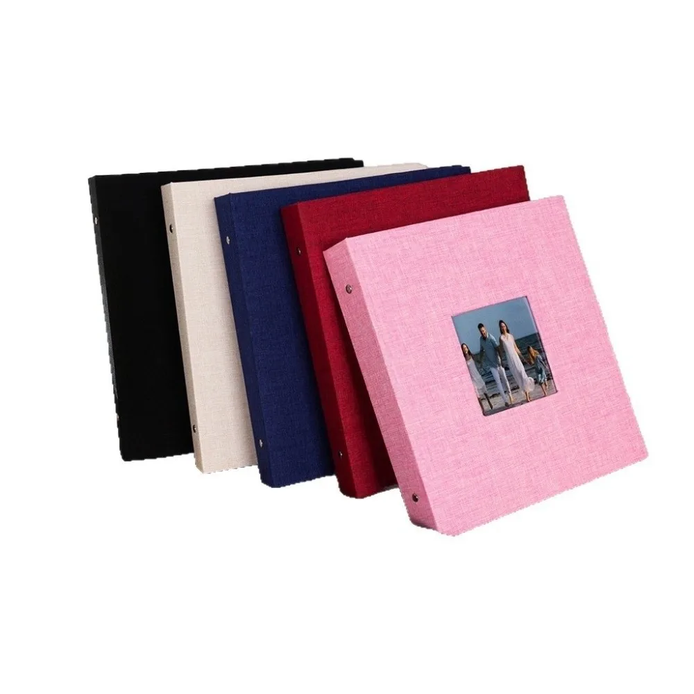 New 16 Inch 60 Pockets Photo Album Cloth Cover Metal Clip Scrapbook Self Adhesive Flat Memory Book Family Memory