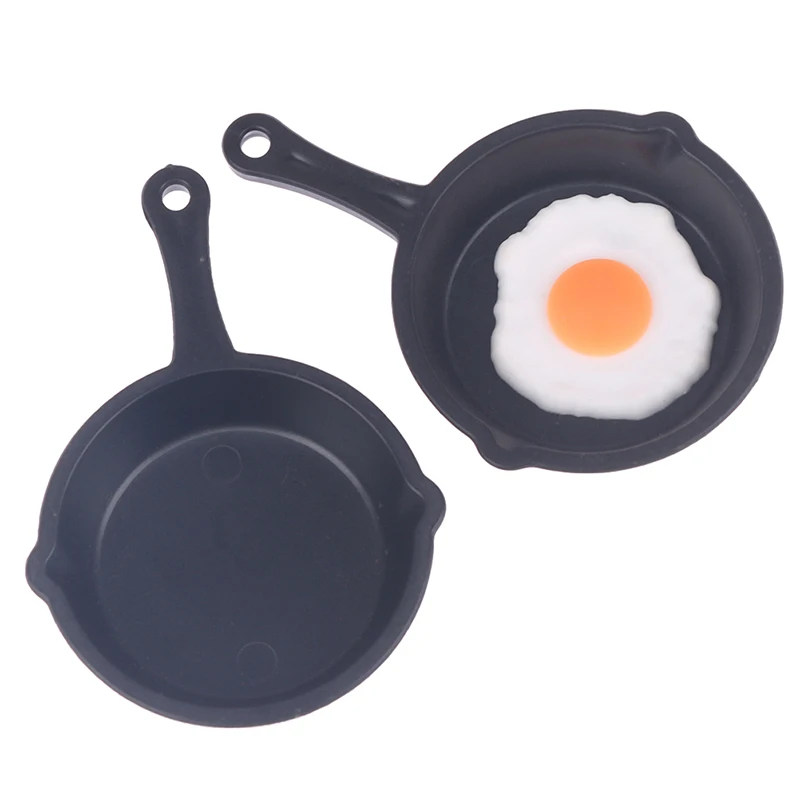 1pc 1:12 Dollhouse Miniature Plastic Frying Egg Pans for Dolls House Cooking Ware Play Kitchen Toy Accessories