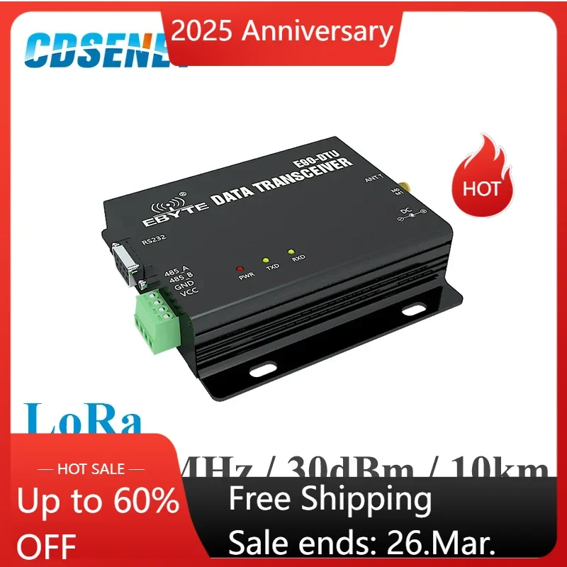 E90-DTU(900SL30) LoRa Relay RS232 RS485 868MHz 915MHz 1W Long Range Modbus Transceiver and Receiver RSSI Wireless RF Transceiver