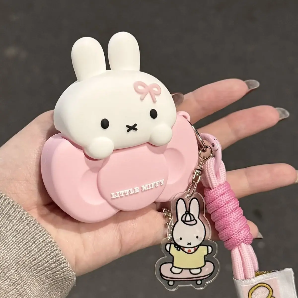 Kawaii Miffy Lying bow tie earphone shell Protective case For AirPods 3 4 AirPods Pro Anti-fall Wear-resistant Silicone 2026 New