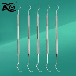 5PCS Double Hook Tooth Dental Explorer Probe Dentist Tool Stainless Steel Dental Tool Teeth Clean Hygiene Explorer Probe hook