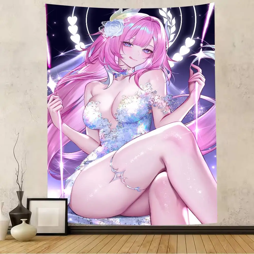 Cute Cyrene Honkai Star Rail Game Tapestry Q Version Of The Cute Wall Decoration Bedroom Game Room Study Secondary Modern Style