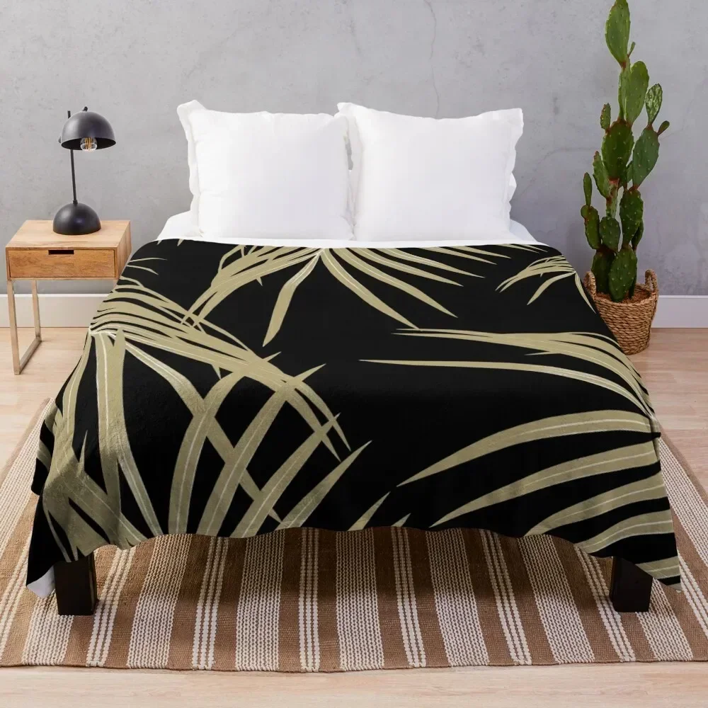 

Gold Palm Leaves Dream #2 #tropical #decor #art Throw Blanket Warm Accent Blanket for Living Room Decoration