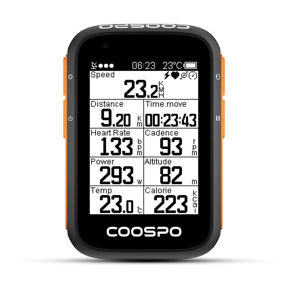 

BC200 Wireless Bicycle Computer GPS Bike Speedometer Cycling Odometer 2.6in Bluetooth5.0 ANT+ APP Sync Slope Altitude