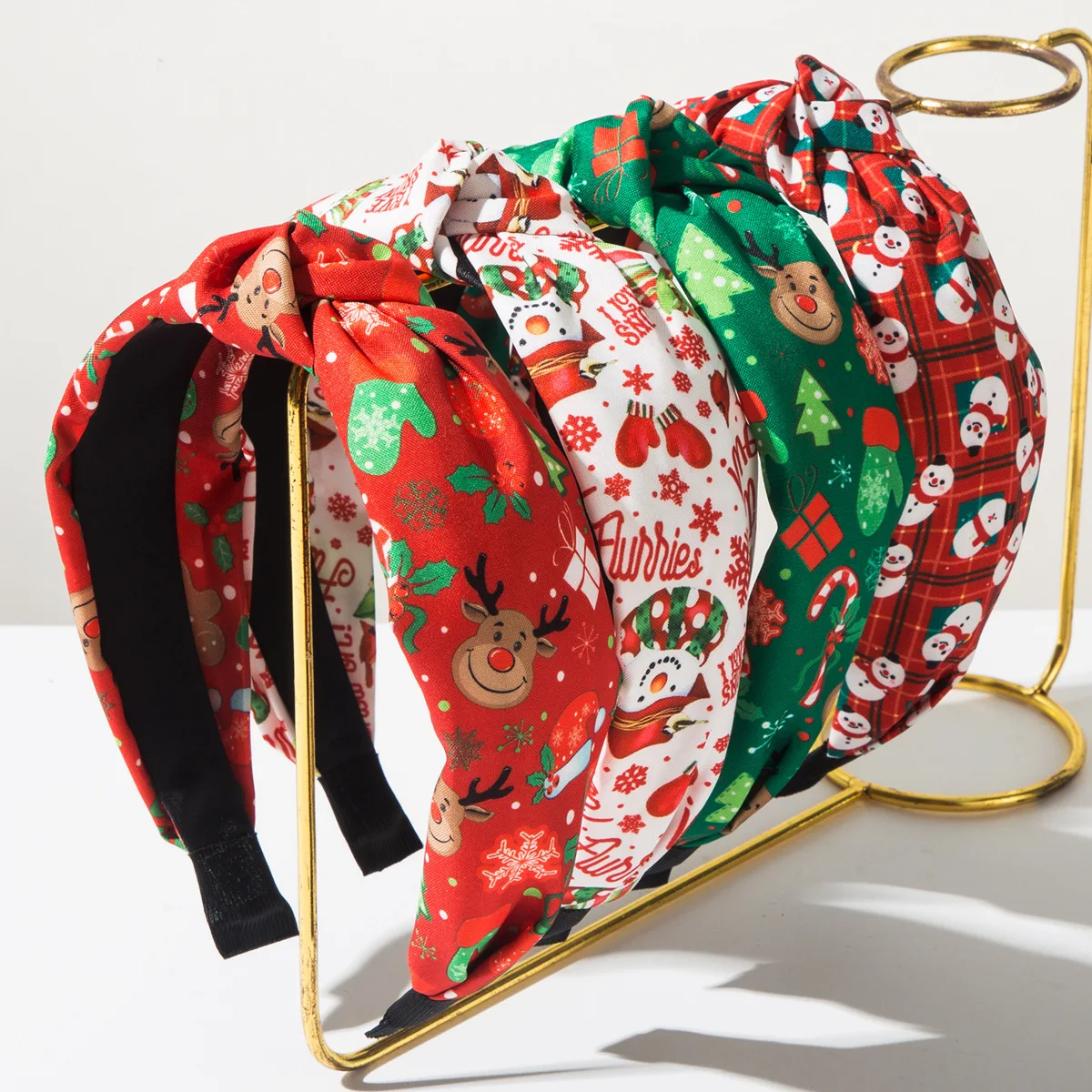 

European and American New Christmas Printed Headband for Women Fashion Cross Wide Edge Holiday Hair Accessory
