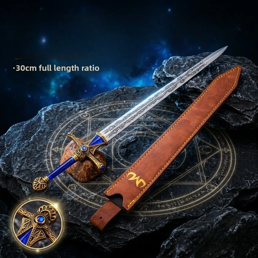Game Eldenn Peripherals 30cm Rellana's Twin Blades 3D Carving Metal Craft Model with Sheath Collectible Desk Ornamnets Toy Knife - view 3