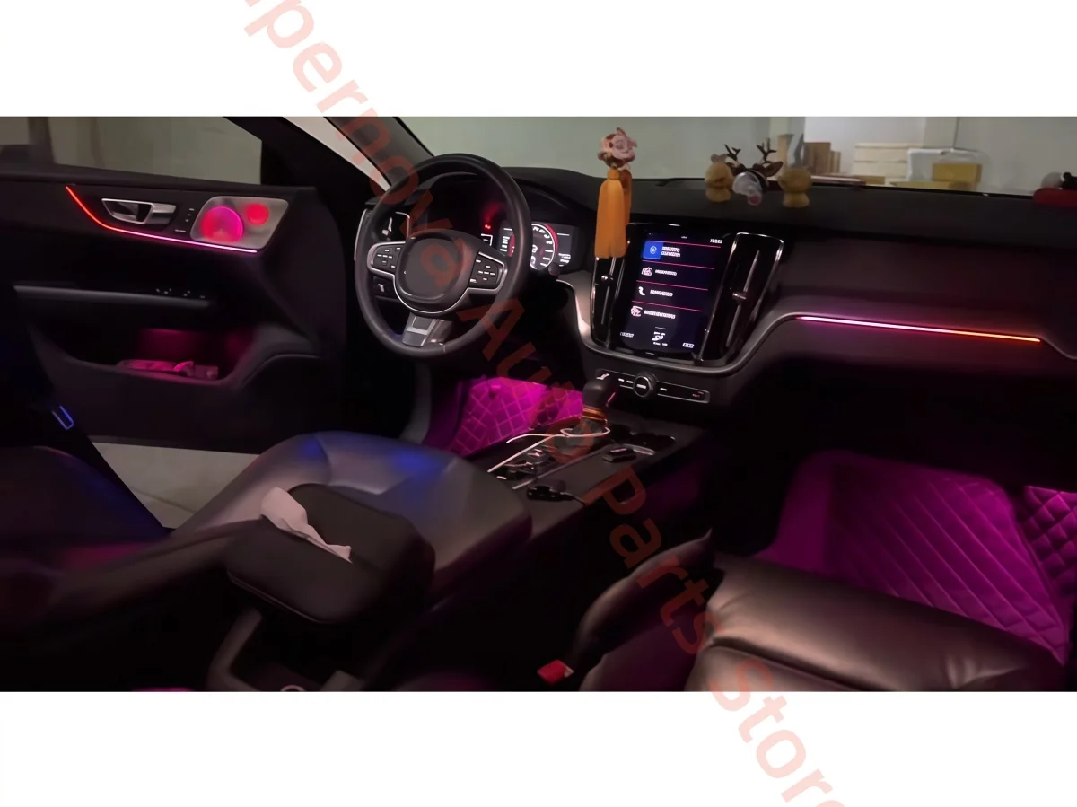 For Volvo S60/V60 2018-2024 Ambient light car interior light upgrade Auto Parts Button &APP control  trim strip Atmosphere lamp