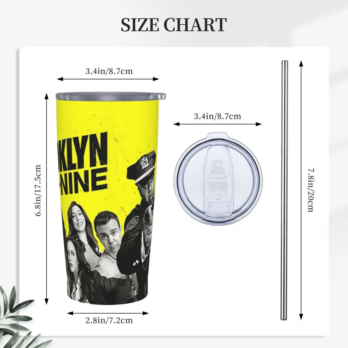 Brooklyn Nine-Nine Stainless Steel Tumbler Vacuum Insulated Mugs Thermal Cold Cups Straw With Lid 20oz