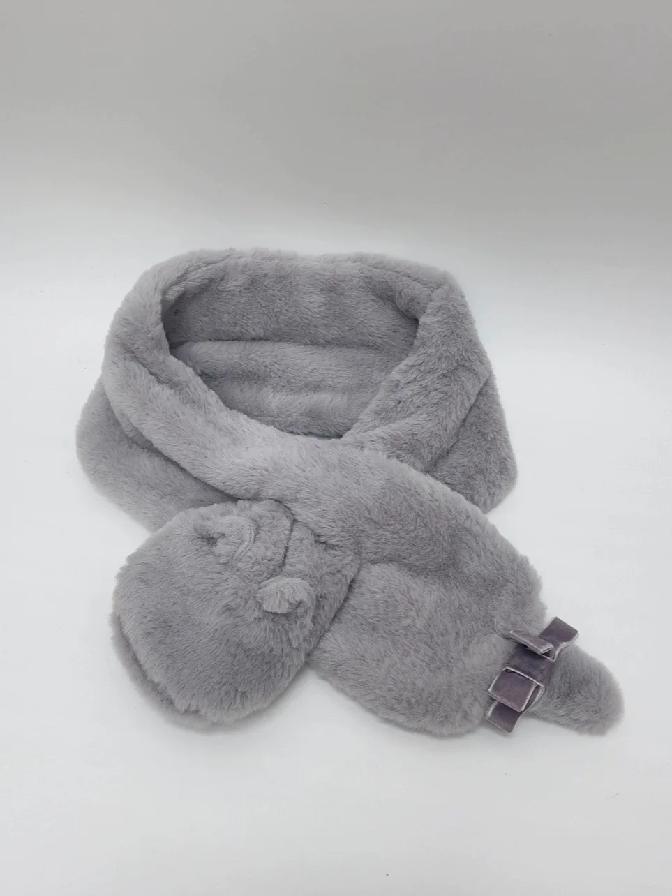 اليابانية الحلو ولطيف الإناث الشريط الصغيرة القوس قلادة أفخم تقليد الأرنب الفراء وشاح لطيف القط وشاح دافئ الإناث