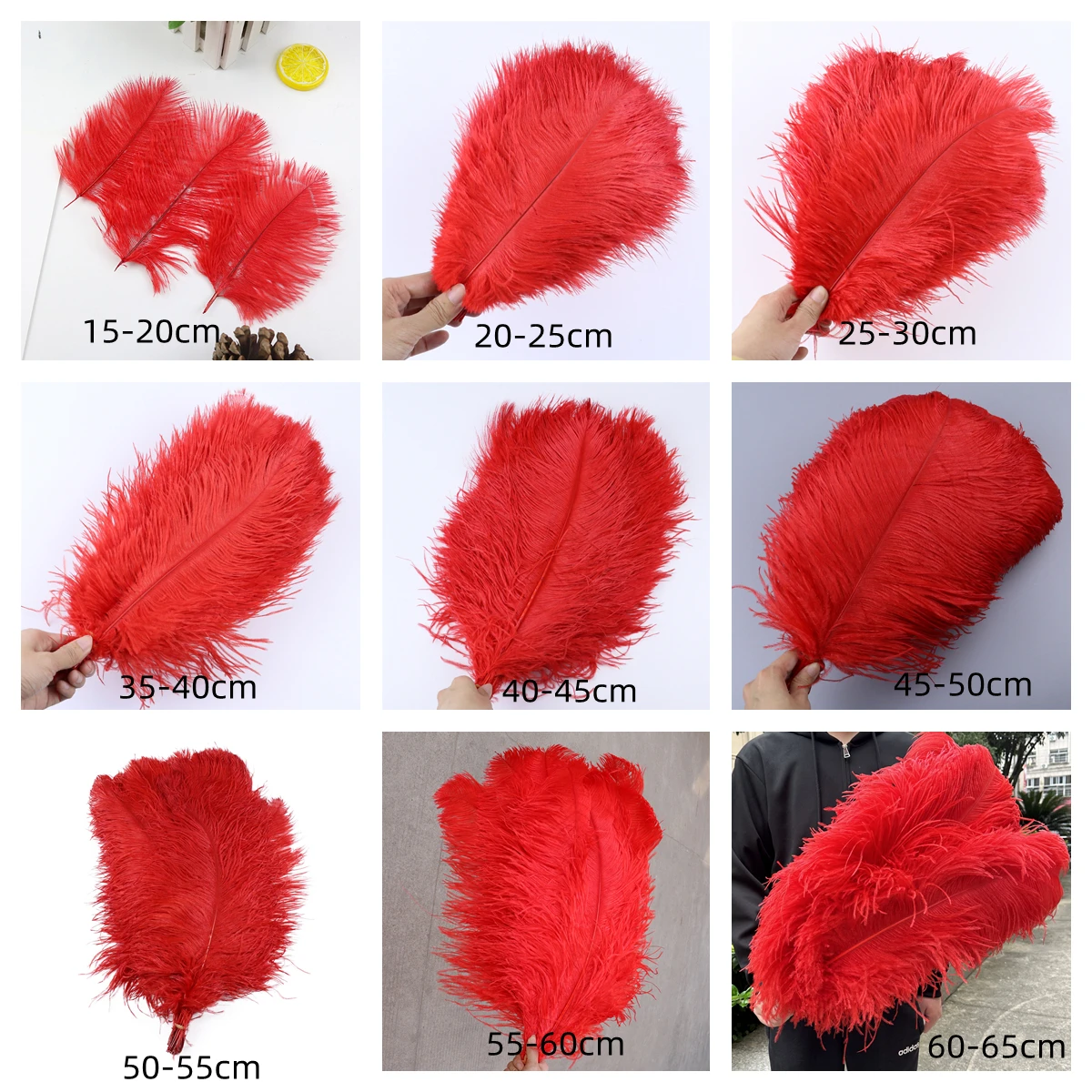 Wholasale Red Ostrich Feathers Bulk Home Party Tablecenter Decorations Wedding Carnival Plume 15-70cm jewelry making needlework