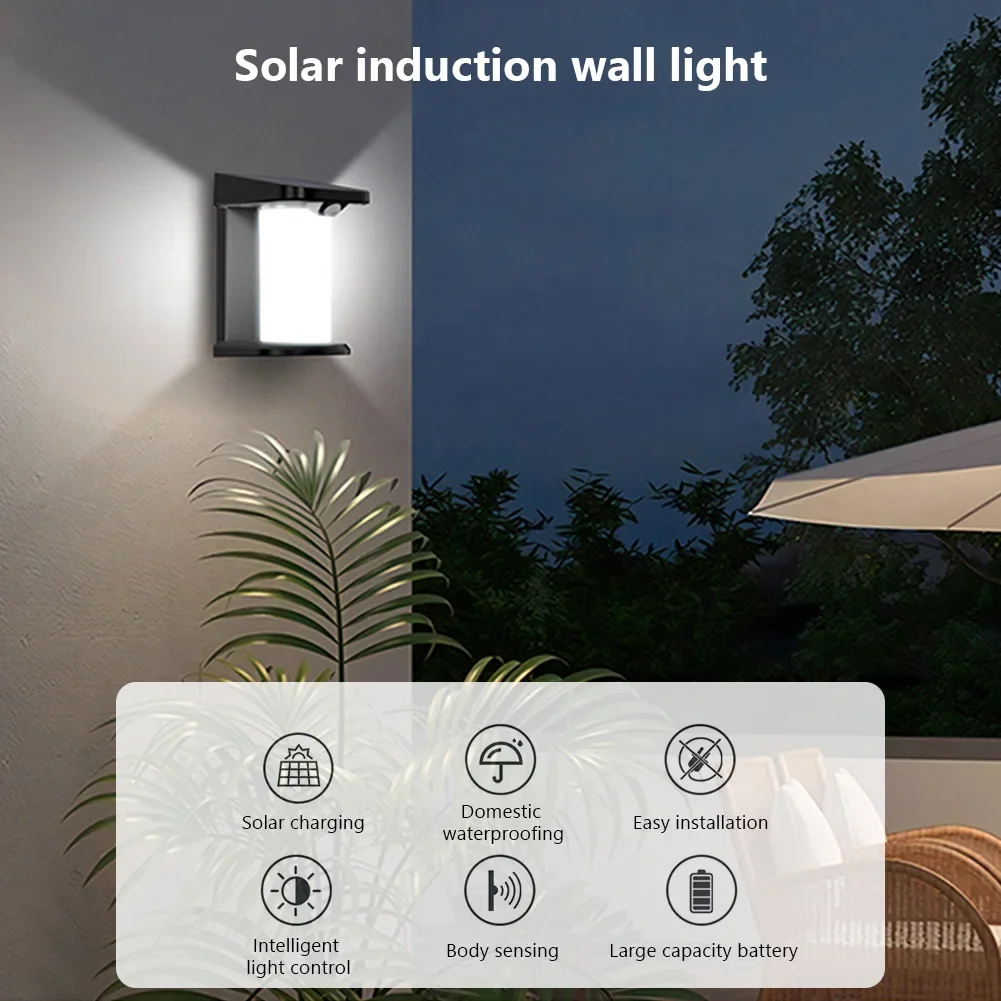 Solar Outdoor Waterproof Wall Mounted Lighting Porch Lights with PIR Motion Sensor LED Street Lamp For Garden Garage Supplies