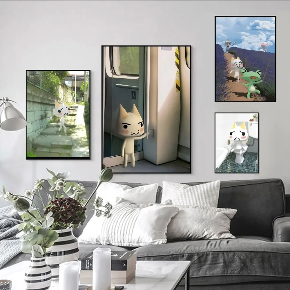 I-inoue โปสเตอร์แมวแบบมีกาวในตัวสติกเกอร์กระดาษคราฟท์ย้อนยุค DIY kamar บาร์คาเฟ่ภาพวาดตกแต่งวินเทจ