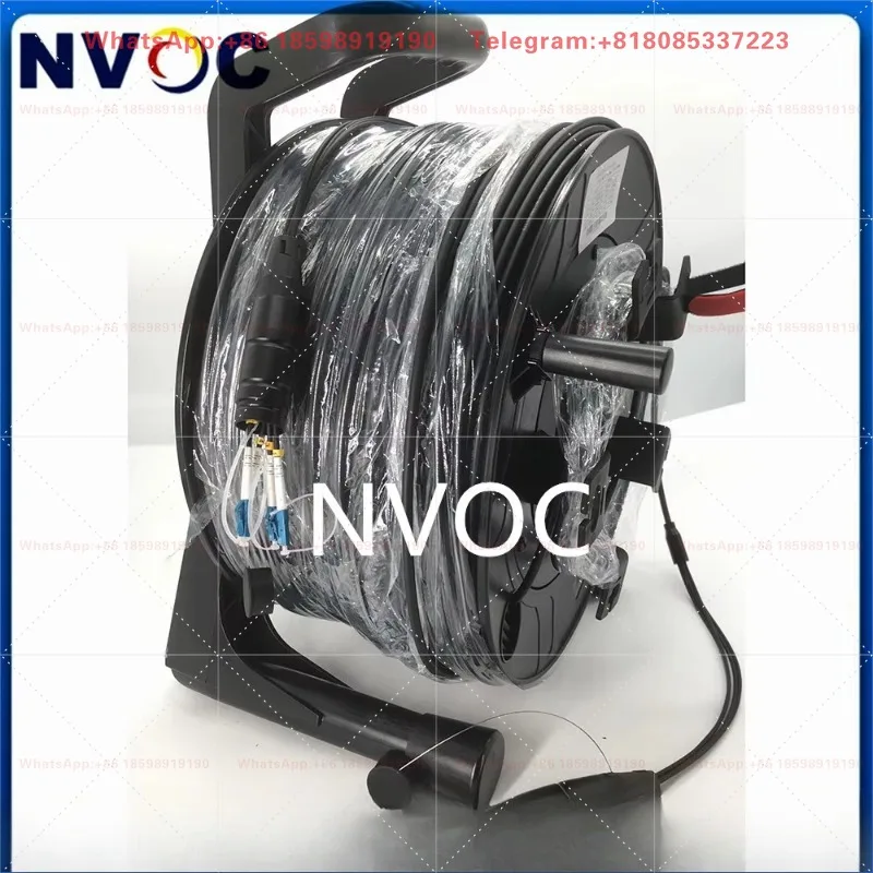 Armored Optical Fiber Cable 4 Core LC-LC Single Mode 300M 4.5mm TPU Waterproof PDLC Cable With PCD380 Wire Reel