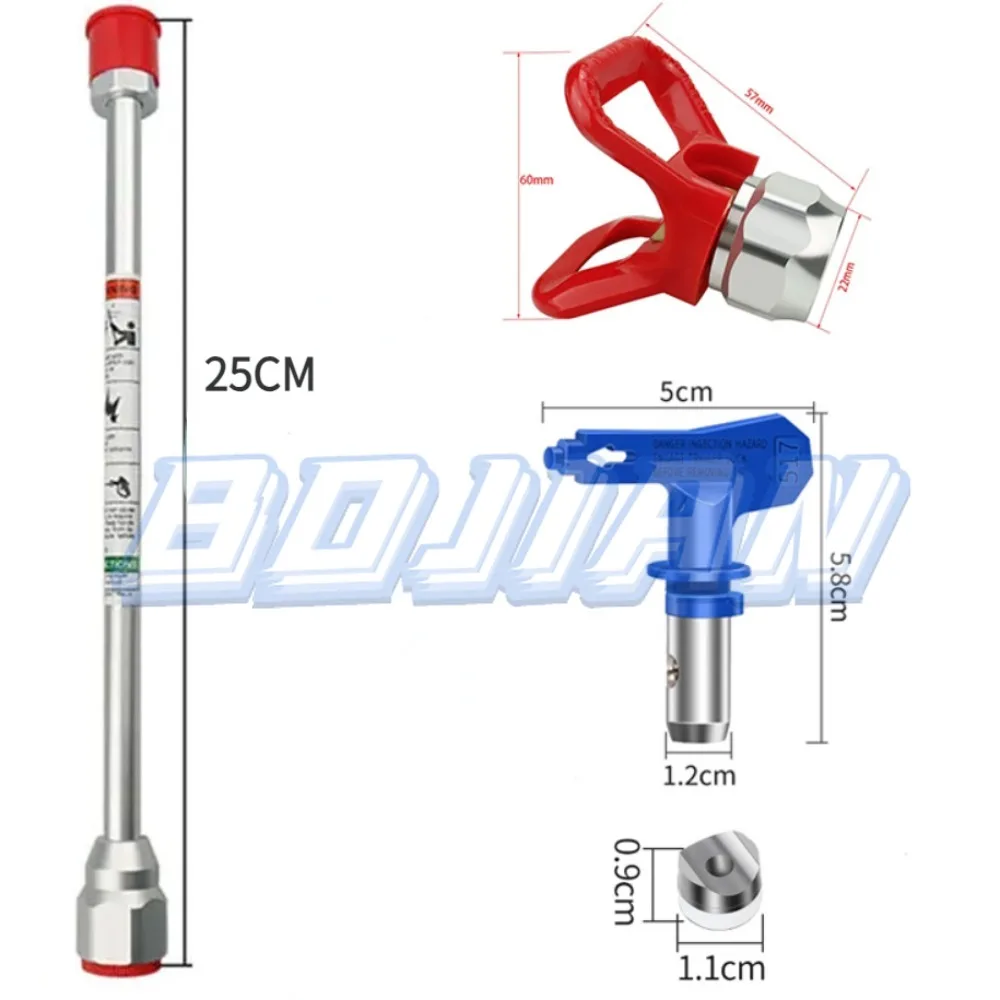 9 Stück Airless-Farb sprüh spitzen düsen Verlängerung stange Airless-Sprüh verlängerung mit Sprüh düsens pitzen schutz