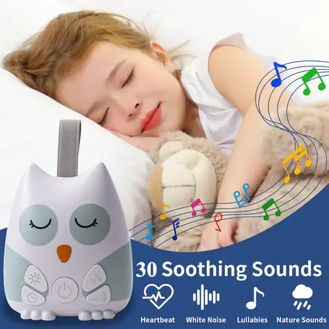 Portable Owl White Noise Machine for Baby 30 Soothing Natural Sound Infant Toddler Soother Comfortable Sleep Aid Travel-Friendly