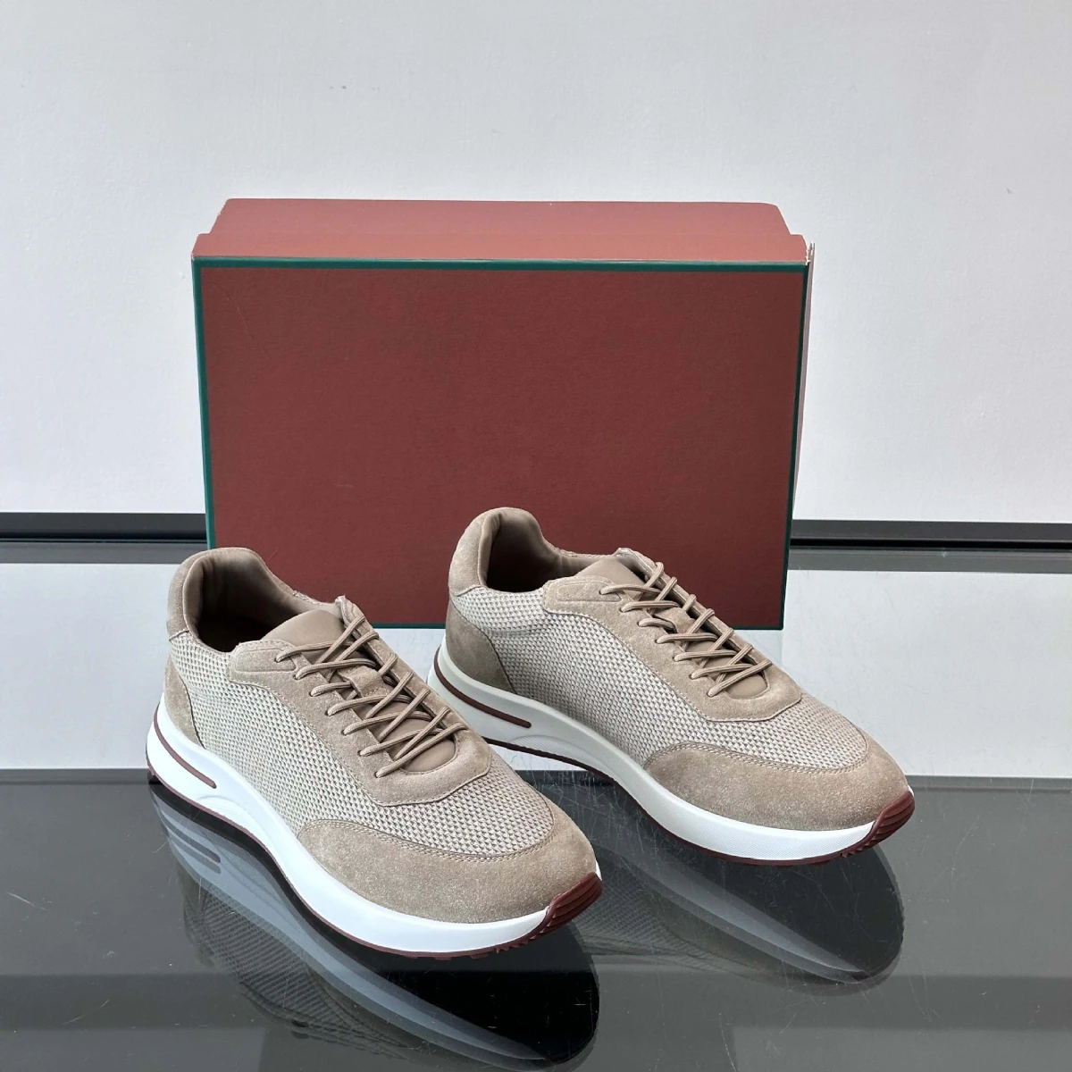 Luxe Heren Suède Mesh Casual Sneakers Chunky Ademend Retro Loopschoenen Veelzijdige Verhoogde Skate Trainers Buitenschoenen