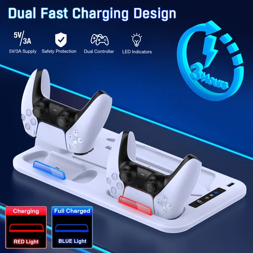 Imagen 2 del producto DinoFire para PS5 Slim Disc/ordenador de juegos rápido Digital soporte de refrigeración estación de refrigeración Vertical para PlayStation 5