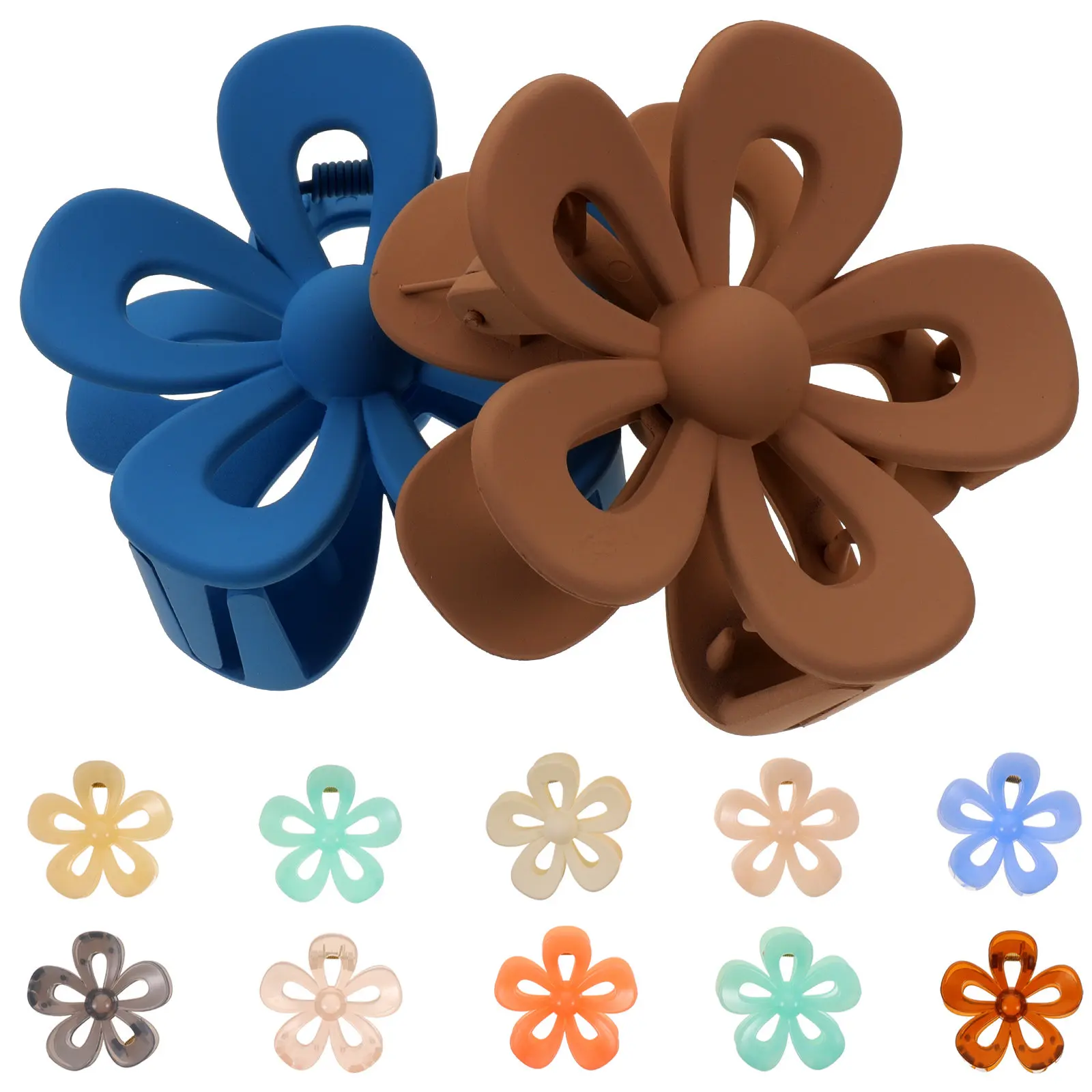 

12Pcs Matte Finish Hair Claw Clips Flower Design Back Hair Holder for Women Perfect for Bath Makeup Face Washing Parties