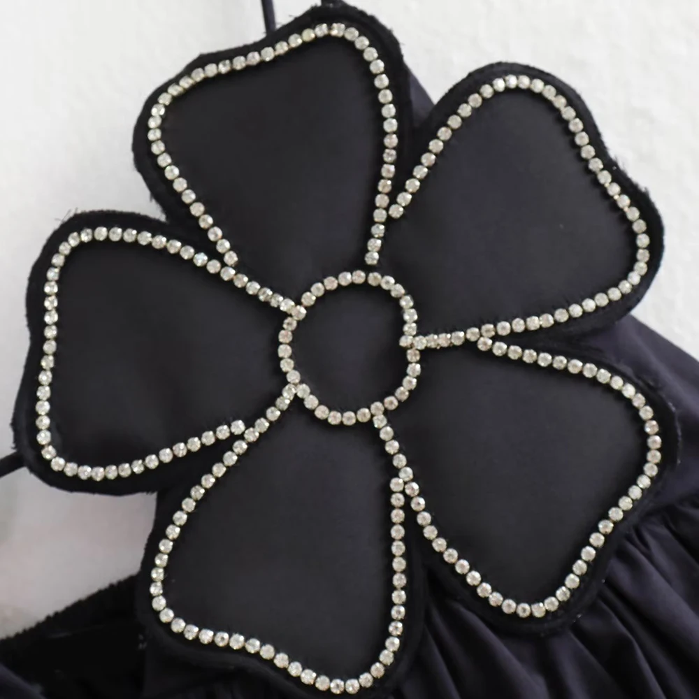 Vintage Women Sweet Flower Rhinestone Camis 2024 Fashion Ladies Cute Tops for Women Cute Clothes