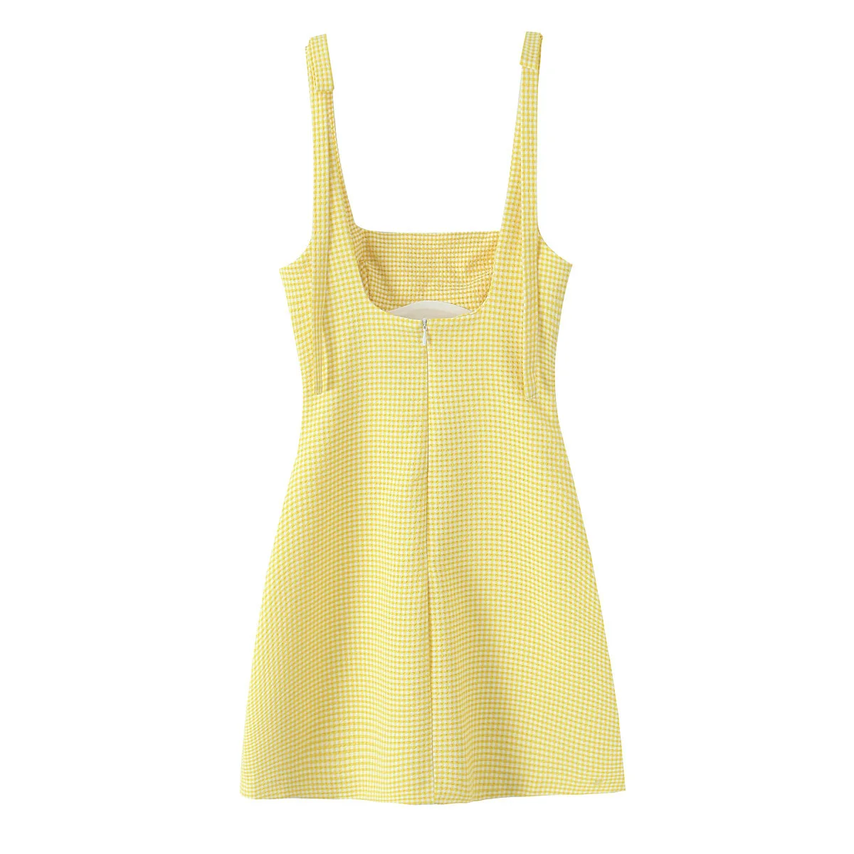 New Women's Plaid Sling Dress Elegant Yellow Plaid Party Dress Bow Strap Summer Sexy Casual Short Dresses Slim New