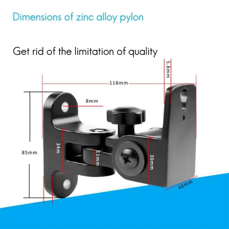 Hot Speaker Wall Mount Bracket, Zinc Alloy Universal Surround Sound Wall Holder Stand(4 PCS)