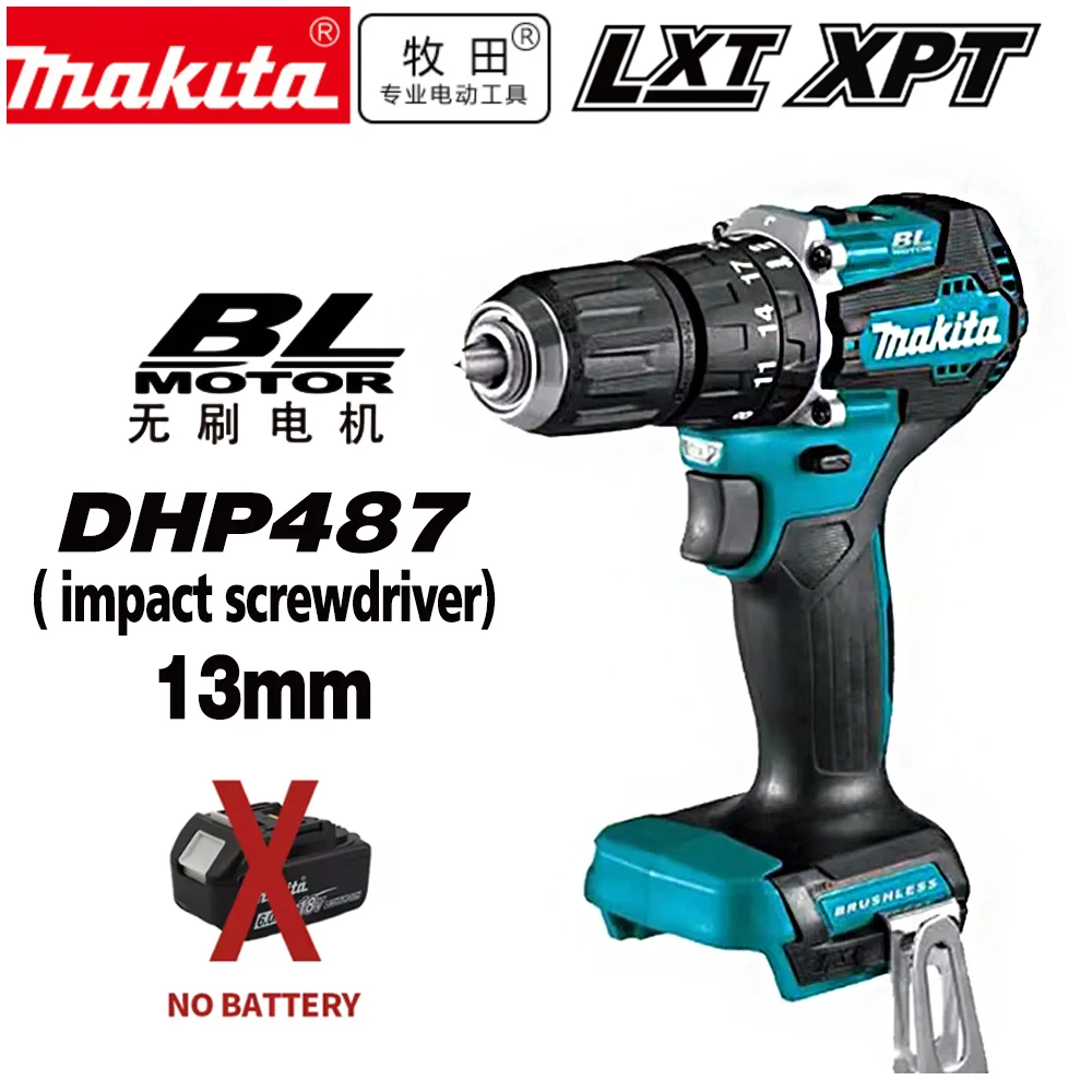 NIEUWE Makita Batterij DHP487 Draadloze slagschroevendraaier Boor Borstelloze elektrische slagschroevendraaier 18V Oplaadbaar elektrisch gereedschap