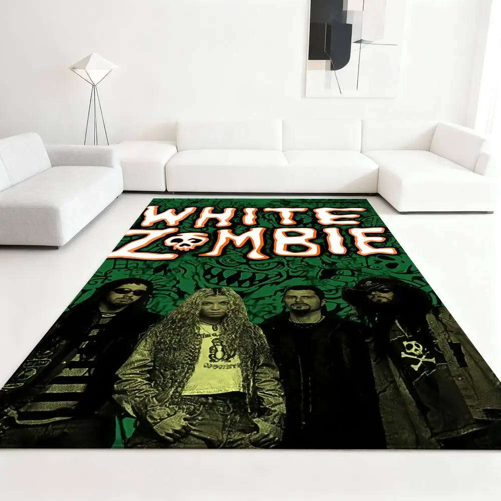 

Heavy Rock Band-W-WHITE Zombies Floor Mat Soft Thickened Absorbent Non-Slip Bedroom Living Room Door Mat Home Decor Flannel Rugs