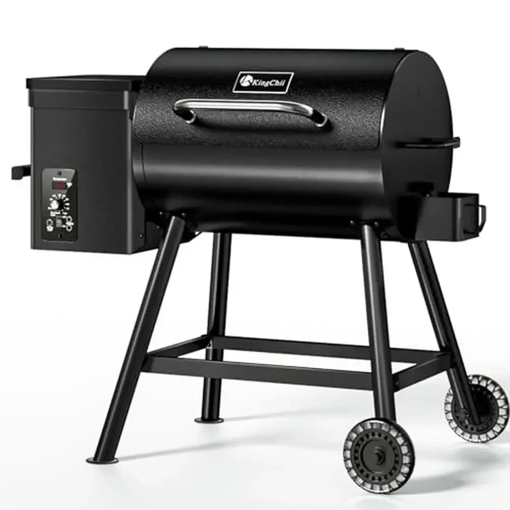 Wood Pellet Grill Smoker 456 SQ.IN Capacity PID Temp Control Outdoor BBQ Bake Roast Easy Move Easy Clean Separated Oil Drum