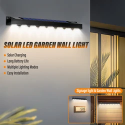 Outdoor Solar Powered LED Wall Light, LED Sign Light, Garden Landscape Light with Intelligent Light Control