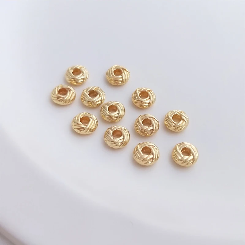 3x6mm 14K Gold Plated Pineapple Knot Bead Sapcers for DIY Bracelet Jewelry Making Supply Gold Spacer Beads