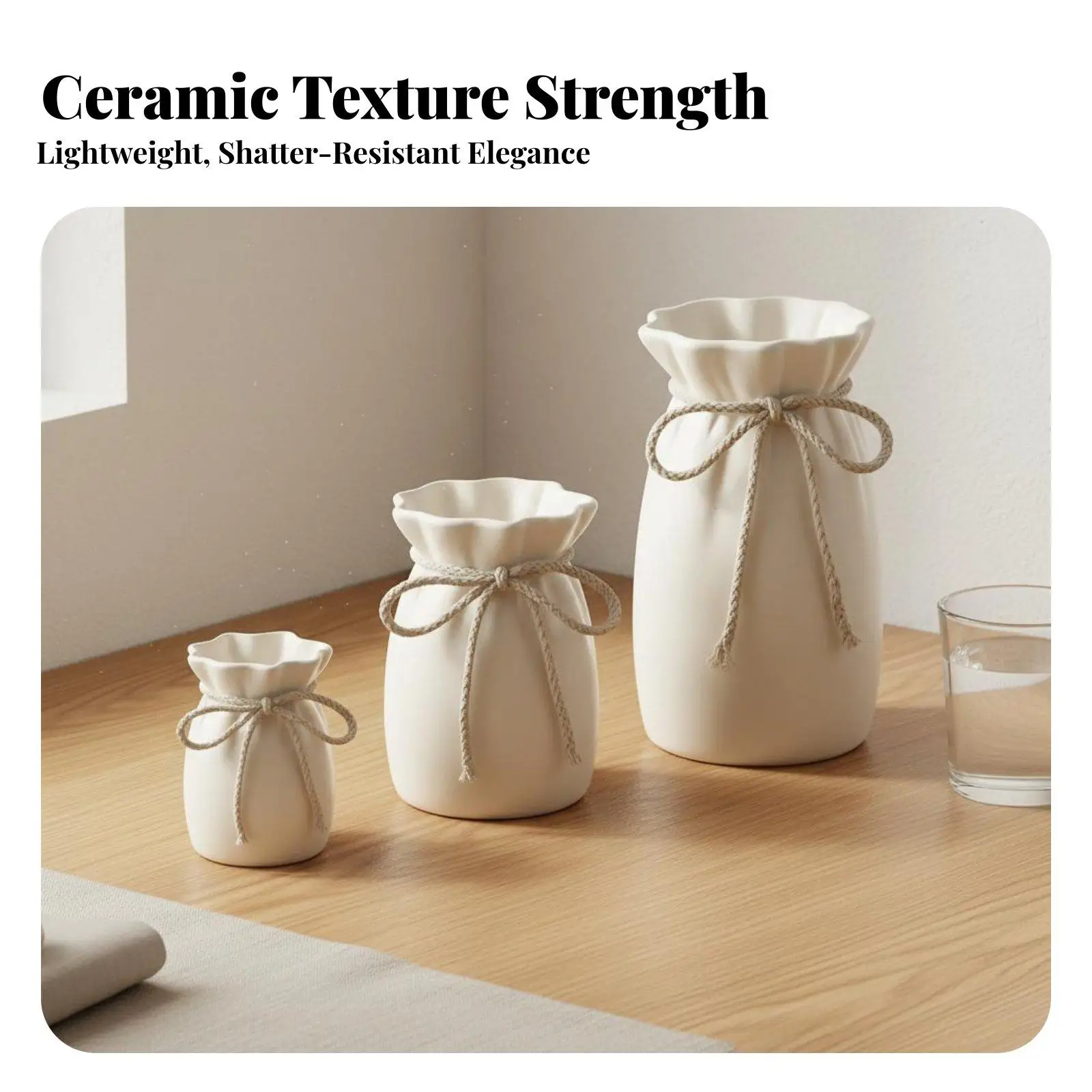 Imitation Ceramic Vase Shatterproof Plastic Flower Vase Lightweight for Desktop