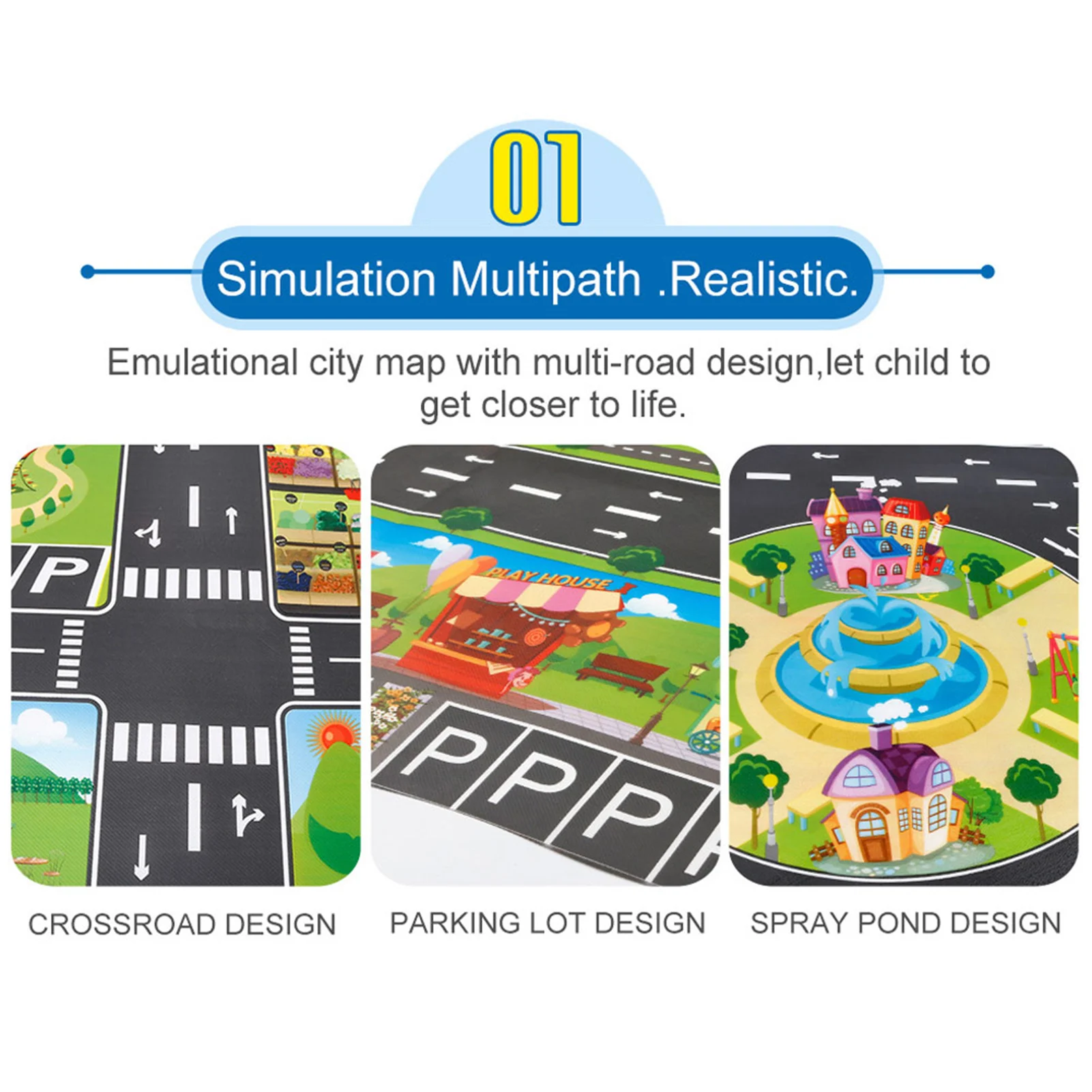 Children Pretend Play Mats Road Traffic City Life Pretend Play Toy for Playroom & Kid Bedroom