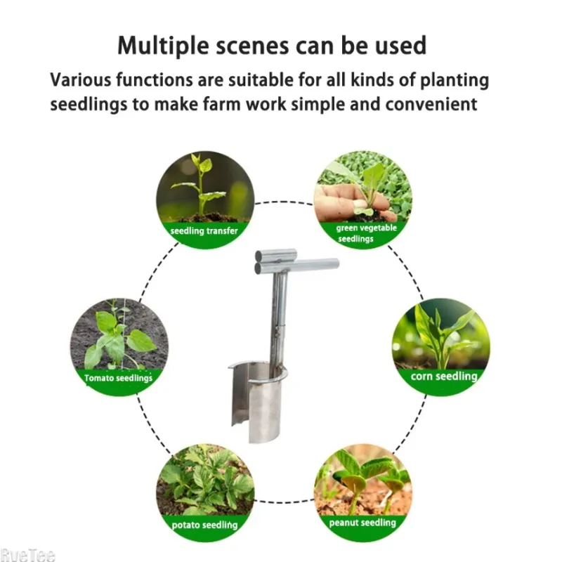 Handheld Stainless Steel Seedling Transplanter, Seed Dispenser Planting Tool for Vegetable, Agricultural Garden & Farming Use