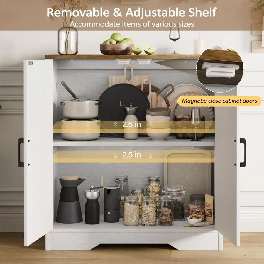 Buffet Cabinet, Modern Farmhouse Kitchen Storage Cabinet, Small Modular Accent Cabinet Coffee Station Bar Media Console Table Cr