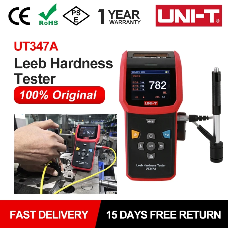 UNI-T UT347A Digital Leeb Hardness Tester for Metal Multifunction Hardness Tester With Thermal Printing Software Analysis Data