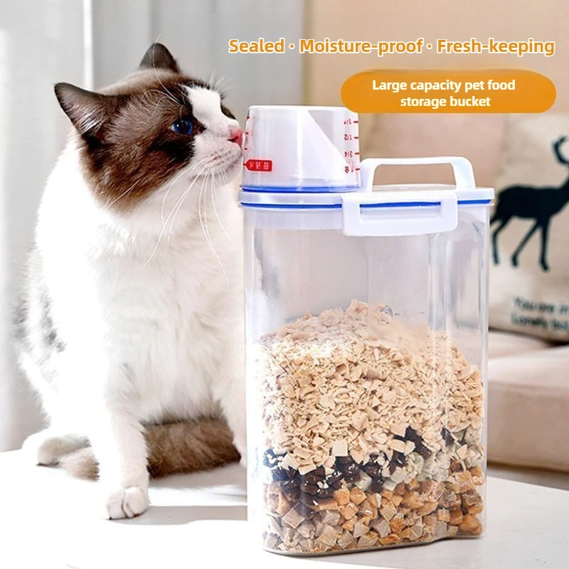 1,5 kg/2 kg Tiernahrung Vorratsbehälter Katzenfutterbehälter Luftdicht Feuchtigkeitsbeständig Hundefutter Eimer Fischfutterbehälter Katzenfutter Caniste