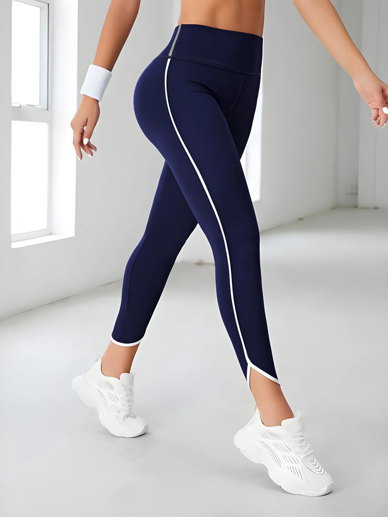 High Waist Side Stripe Yoga Pants Gym Leggings Sports Women Fitness Female Tummy Control Running Tights Sexy Girl