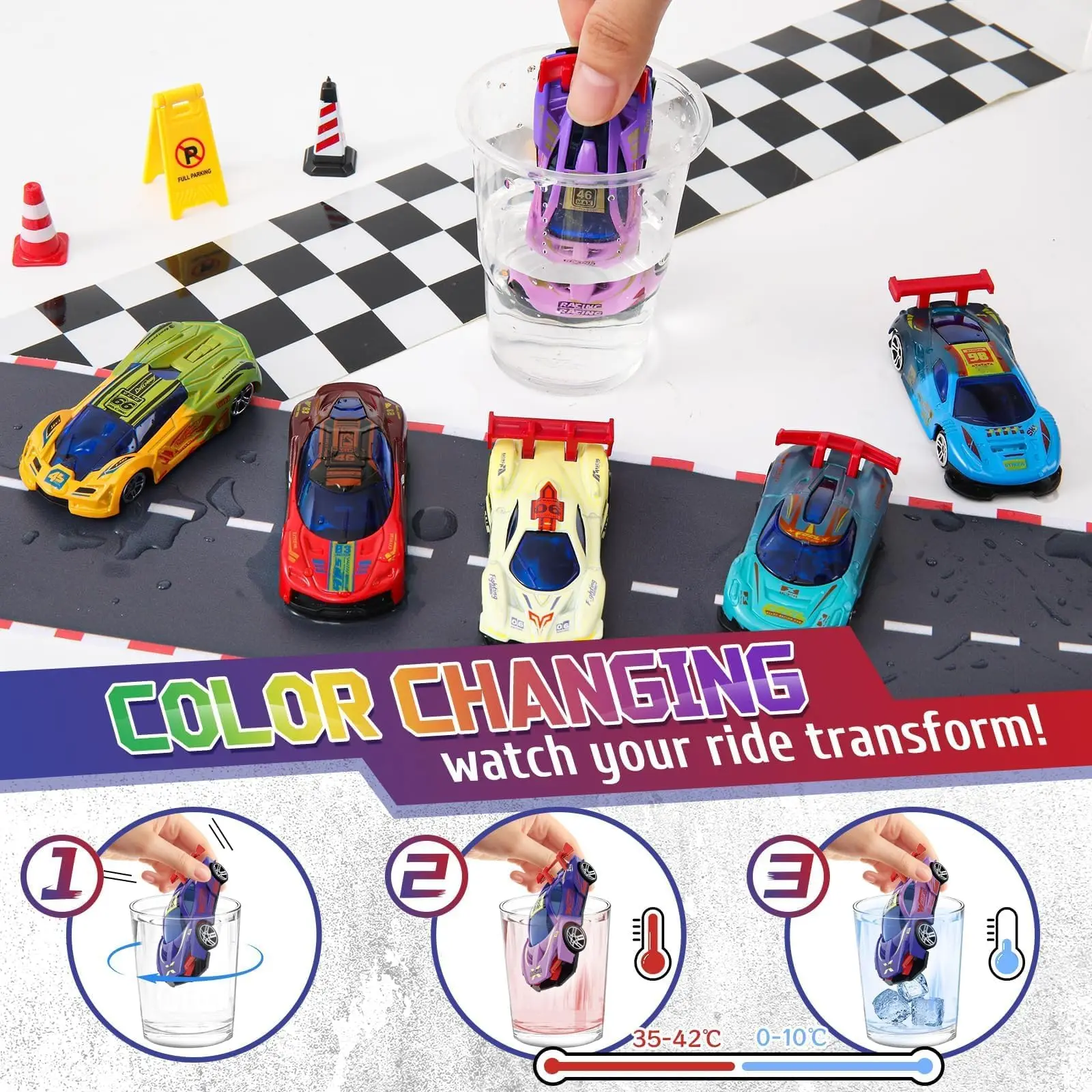 1:64 Mini agua y temperatura cambio de Color coches de carreras de aleación juguete extraíble vehículos de carreras modelo juguete para baño piscina agua regalo divertido