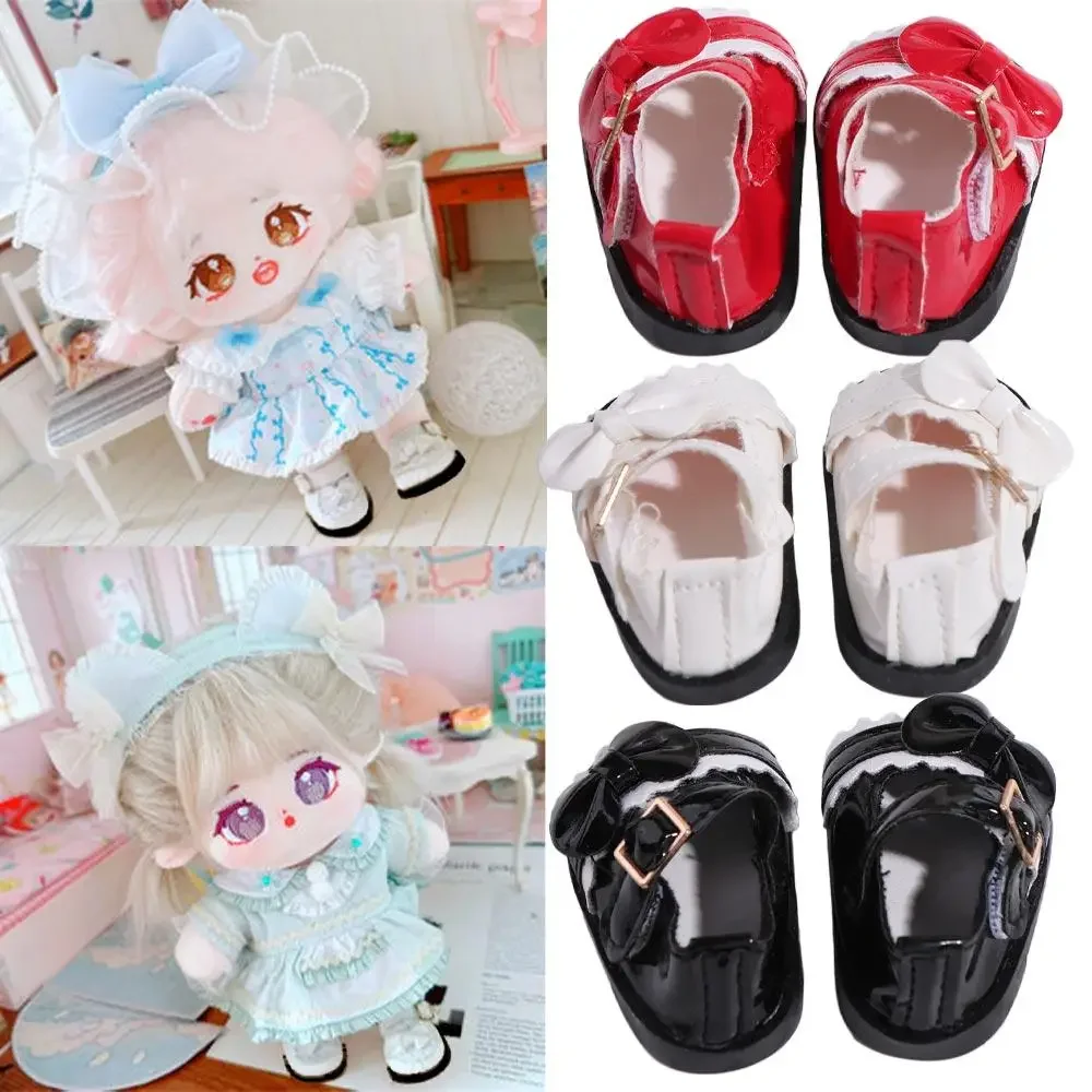 5.5cm PU Leather Doll Shoes Fit For 1/6 BJD 14 Inch American Doll Cute Bow Mini Shoes DIY Accessories For Russia Girl Doll Toy