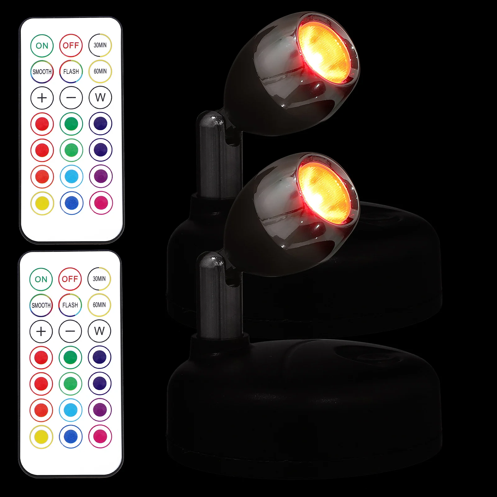 

2Pcs Atmosphere Accent Lights Remote Control Adjustable Angle Operated LED Spotlights for Cabinet Display Indoor