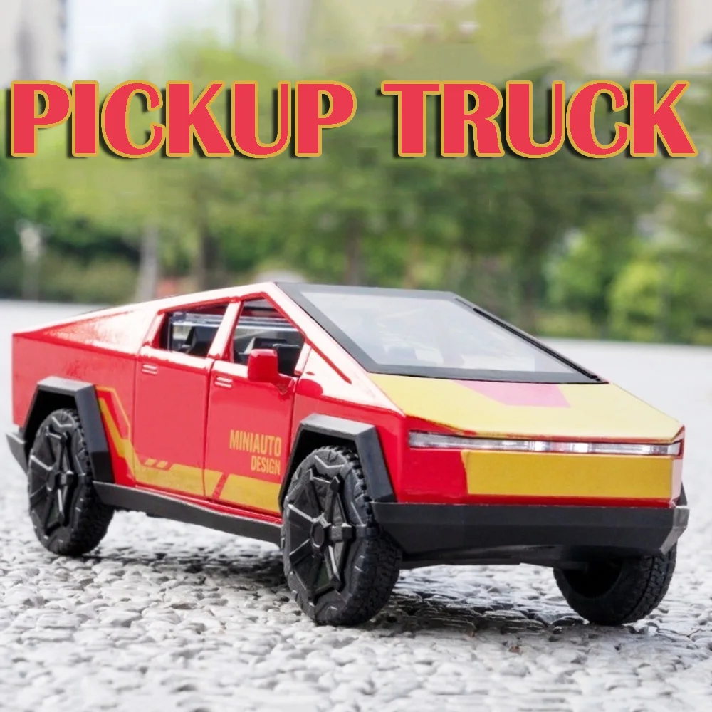 1:32 Miniatuur Pickup Truck Model Speelgoedauto's Legering Diecast Geluid Licht Deuren Geopend Trek Rubberen Banden Jongens Educatief Speelgoed
