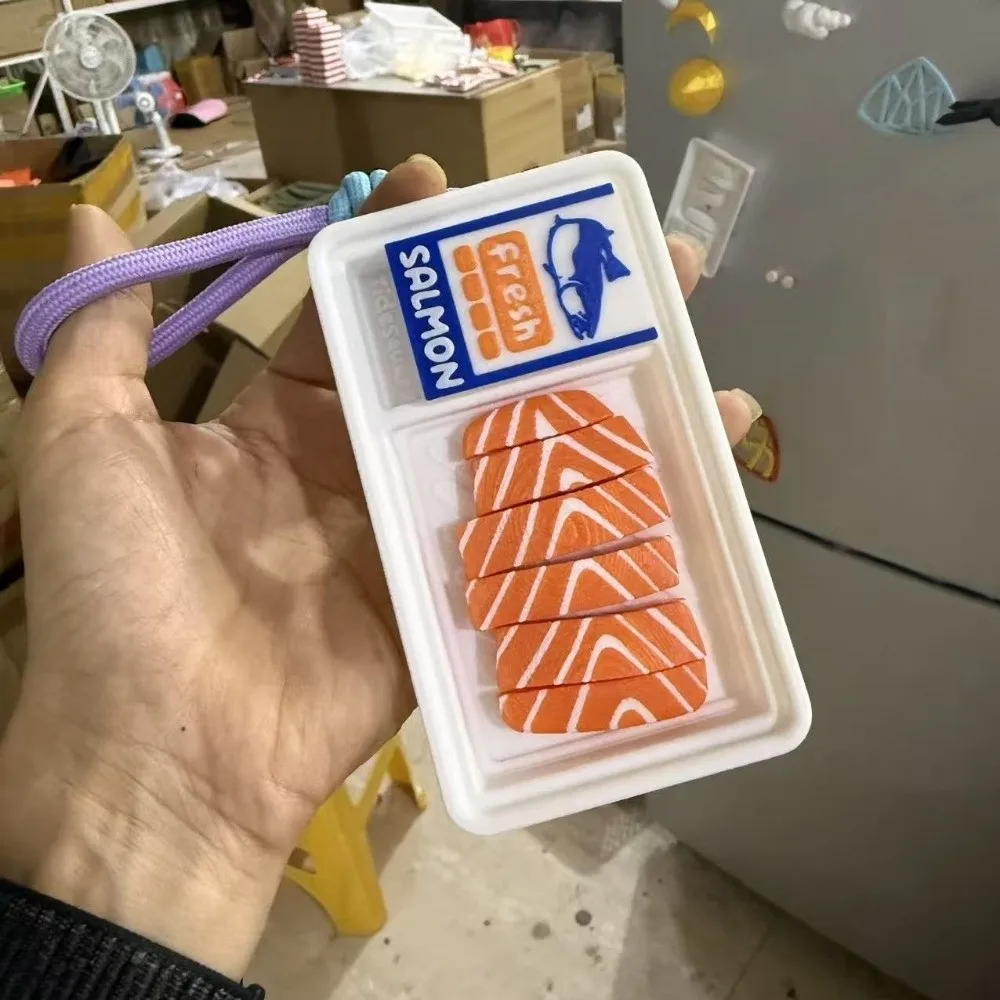 3D Printed Salmon Fridge Magnet Funny Unique Fresh Food Refrigerator Magnets Creative Decorative Salmon Slices Pendant