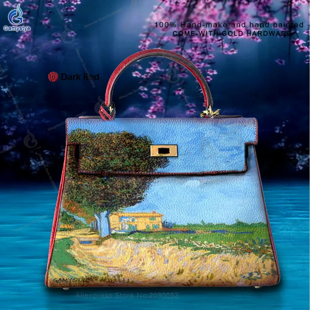 Ladies Hand Country roads and towering trees Bag Female Carteras Para Mujer De Moda Originales 100% Real Cowhide Leather Travel