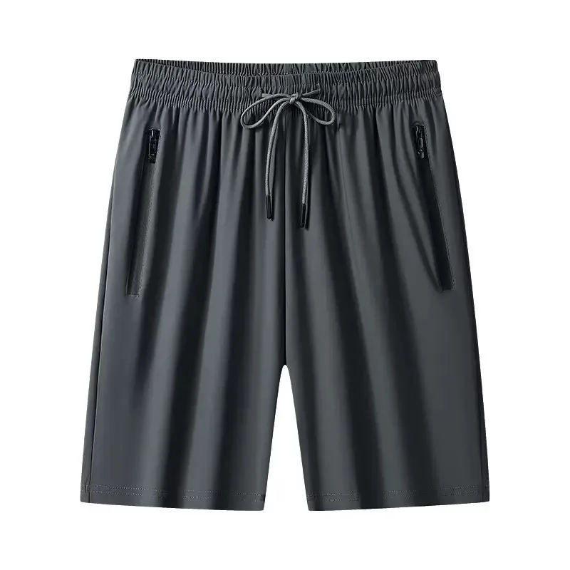 High Quality Ice silk Golf Shorts Zip Pockets Basketball Wear Jogging Stretch Sports Casual Thin Loose Bottoms Men Summer